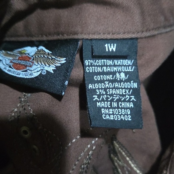 Harley-Davidson Women's Brown Zip Vest Studded Lace-Up Back 1X | Charity Item - Picture 10 of 11